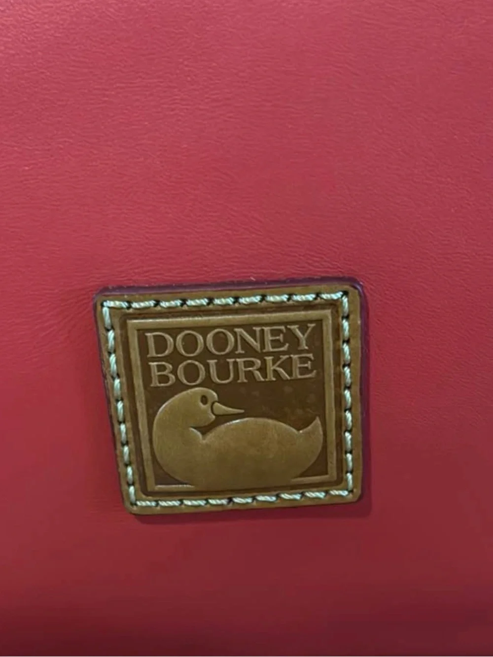 Dooney & Bourke Red Tote with Brown Trim